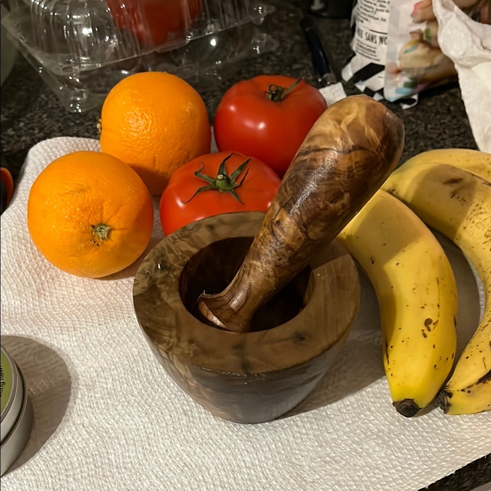 Small Olive Wood Mortar and Pestle Set